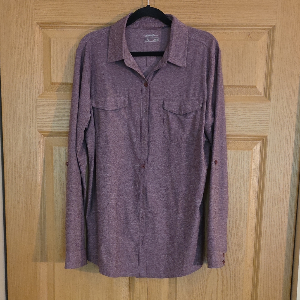 Eddie Bauer Maroon Women's Long Sleeve Shirt‎